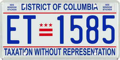 DC license plate ET1585
