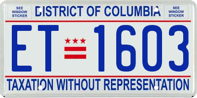 DC license plate ET1603
