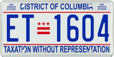 DC license plate ET1604