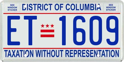 DC license plate ET1609
