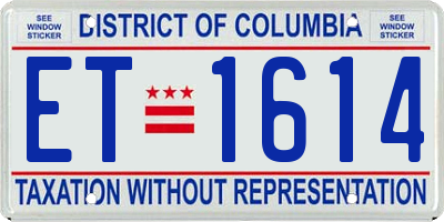 DC license plate ET1614
