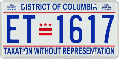 DC license plate ET1617