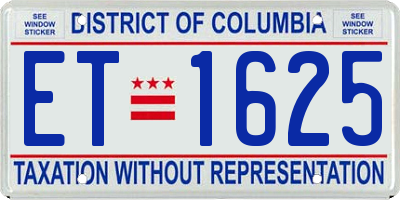 DC license plate ET1625