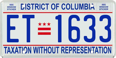 DC license plate ET1633