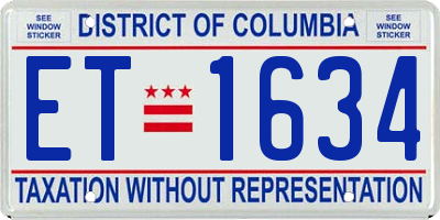 DC license plate ET1634