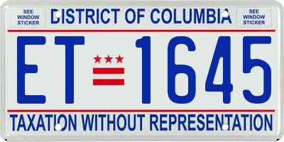 DC license plate ET1645