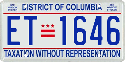 DC license plate ET1646