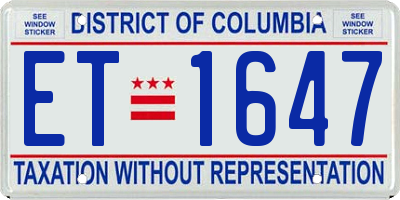 DC license plate ET1647