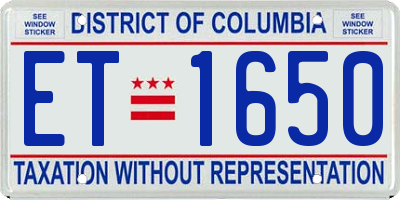 DC license plate ET1650