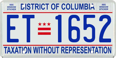 DC license plate ET1652