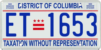 DC license plate ET1653