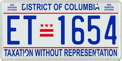 DC license plate ET1654