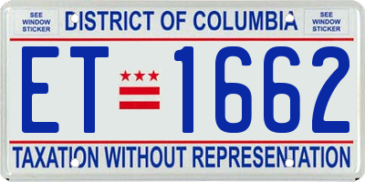 DC license plate ET1662