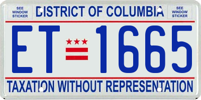 DC license plate ET1665