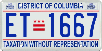 DC license plate ET1667