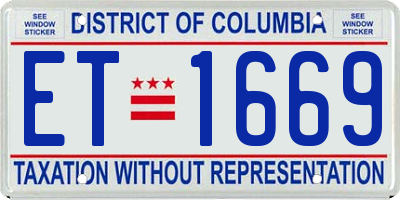 DC license plate ET1669