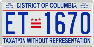DC license plate ET1670