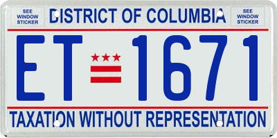 DC license plate ET1671