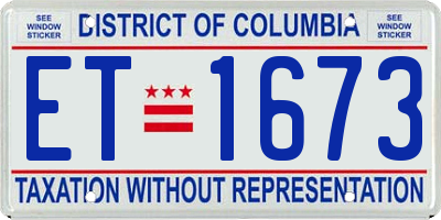 DC license plate ET1673