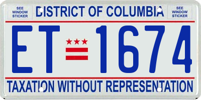 DC license plate ET1674