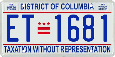 DC license plate ET1681