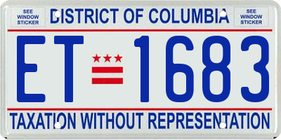 DC license plate ET1683