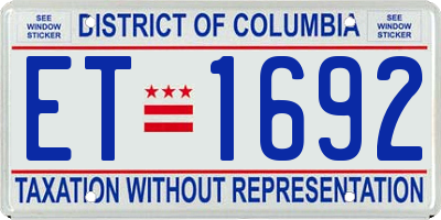 DC license plate ET1692