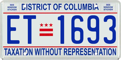 DC license plate ET1693