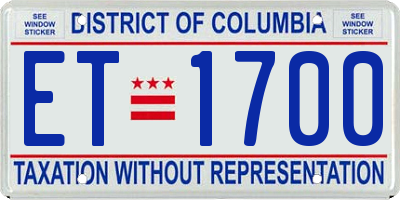 DC license plate ET1700