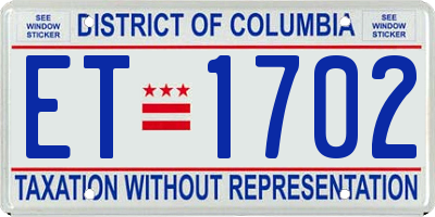DC license plate ET1702