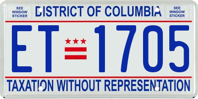 DC license plate ET1705