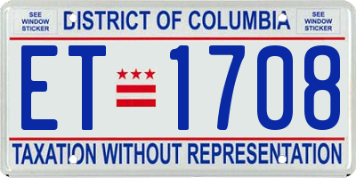 DC license plate ET1708