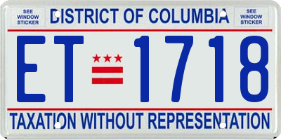 DC license plate ET1718
