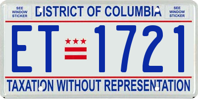 DC license plate ET1721