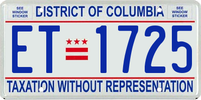 DC license plate ET1725