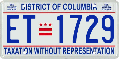 DC license plate ET1729