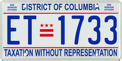 DC license plate ET1733