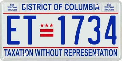 DC license plate ET1734