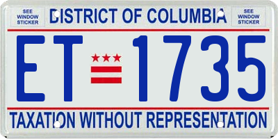 DC license plate ET1735