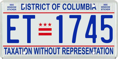 DC license plate ET1745
