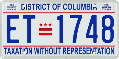 DC license plate ET1748