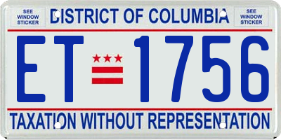 DC license plate ET1756