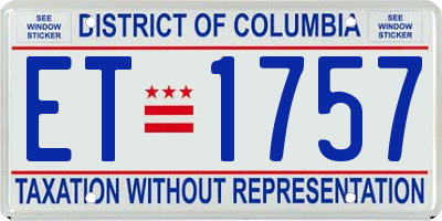 DC license plate ET1757