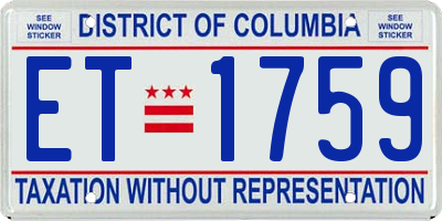 DC license plate ET1759