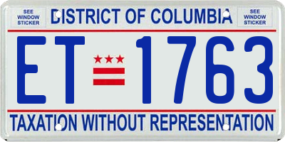 DC license plate ET1763