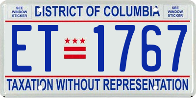 DC license plate ET1767