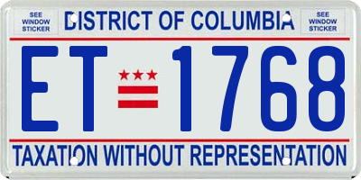 DC license plate ET1768