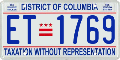 DC license plate ET1769