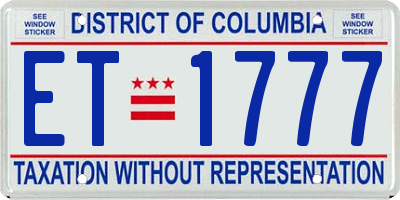 DC license plate ET1777