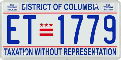 DC license plate ET1779